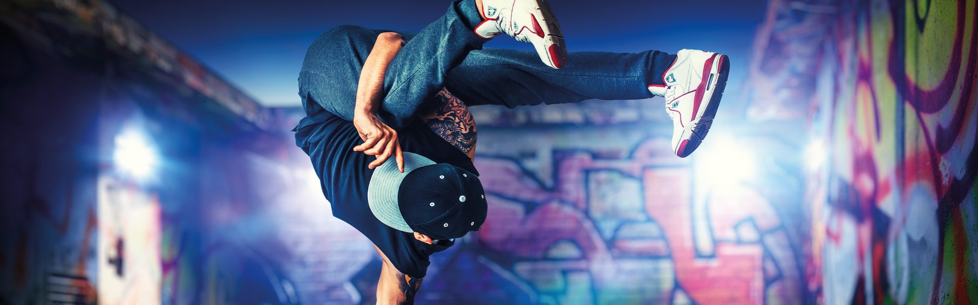 Break dancing outdoors